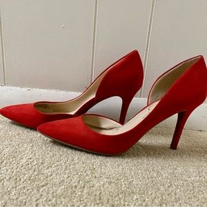 Jessica Simpson red suede pumps